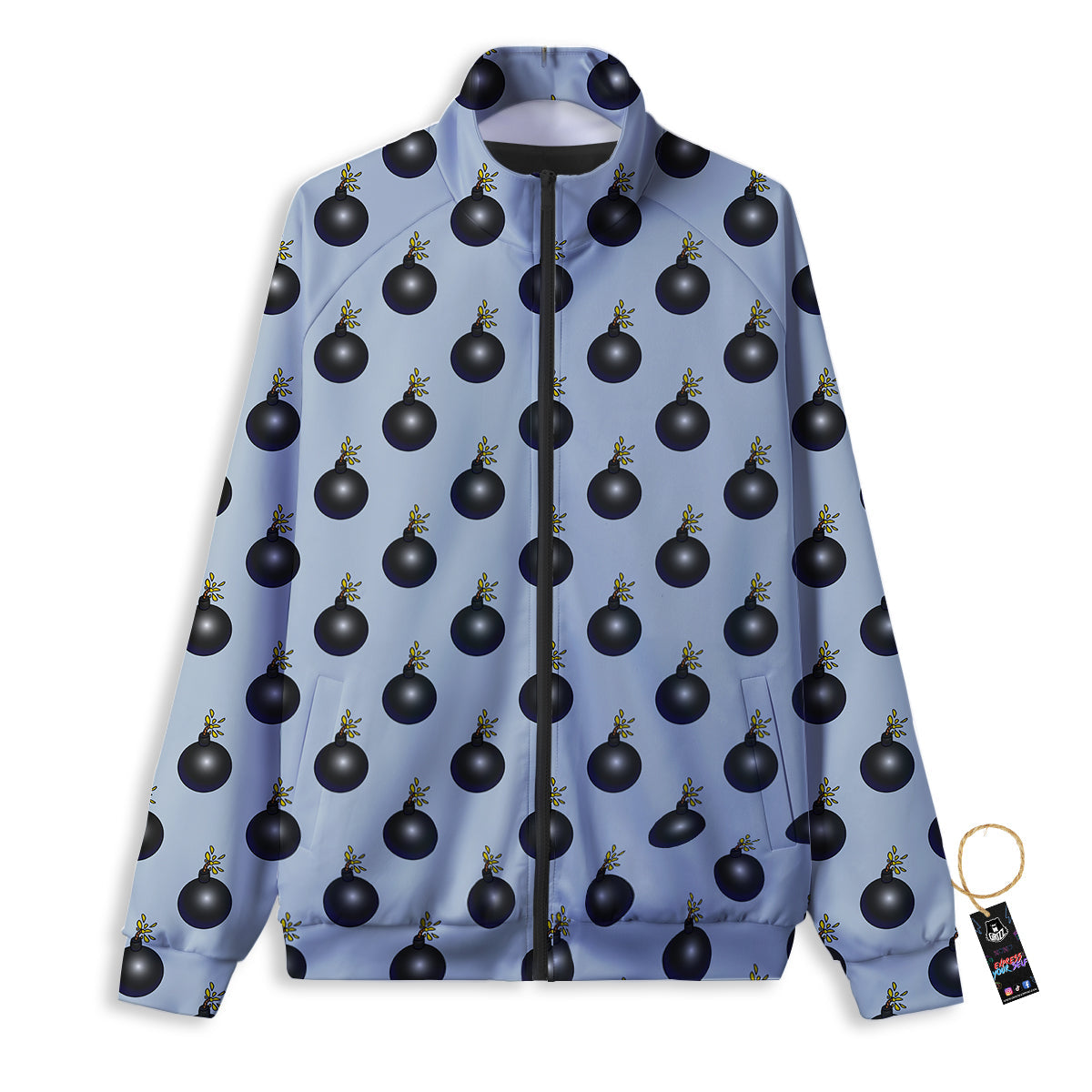 Bomb Vintage Print Pattern Track Jacket-grizzshop