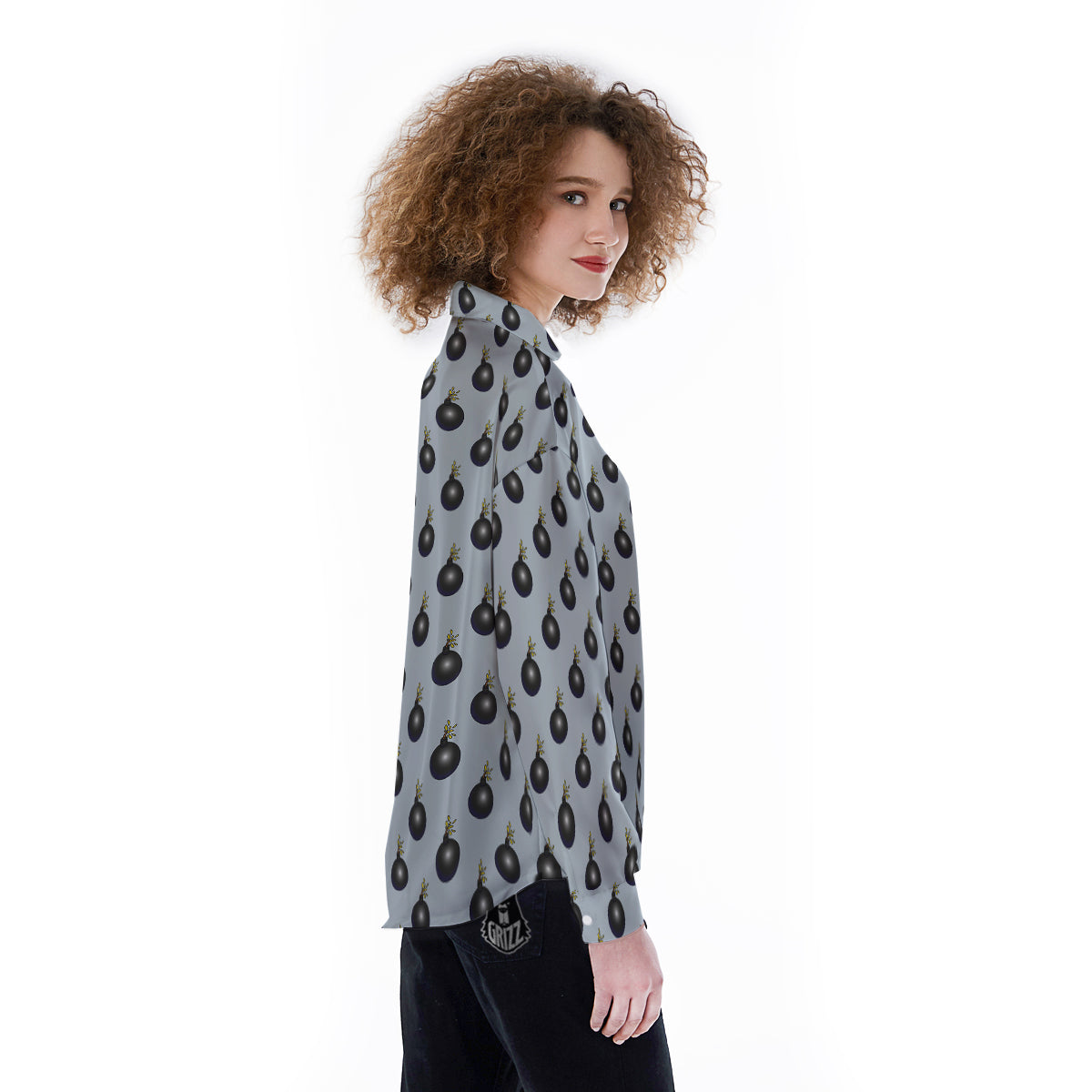 Bomb Vintage Print Pattern Women's Long Sleeve Shirts-grizzshop