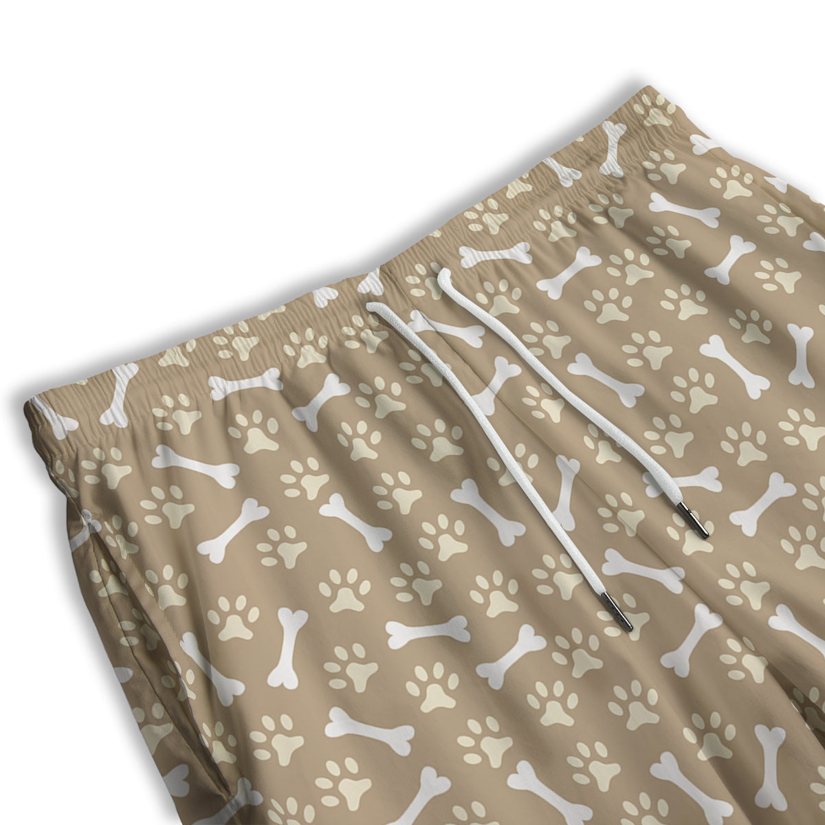Bone And Beige Paw Print Pattern Men's Athletic Shorts