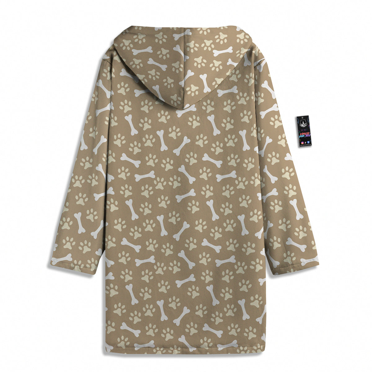 Bone And Beige Paw Print Pattern Men's Windbreaker Jacket-grizzshop