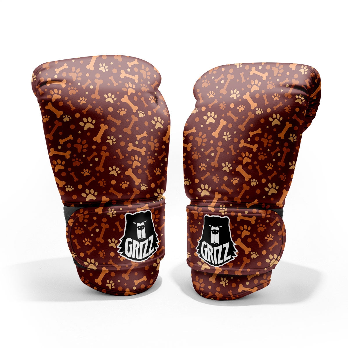 Bone And Brown Paw Print Pattern Pro Boxing Glove