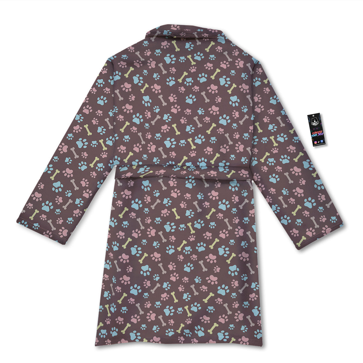 Bone And Colorful Paw Print Pattern Bathrobe-grizzshop