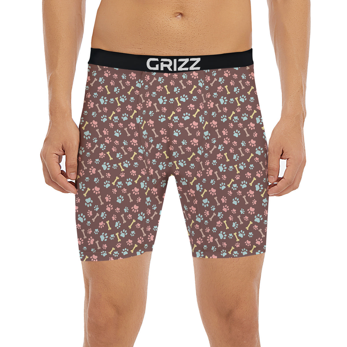 Bone And Colorful Paw Print Pattern Boxer Briefs-grizzshop