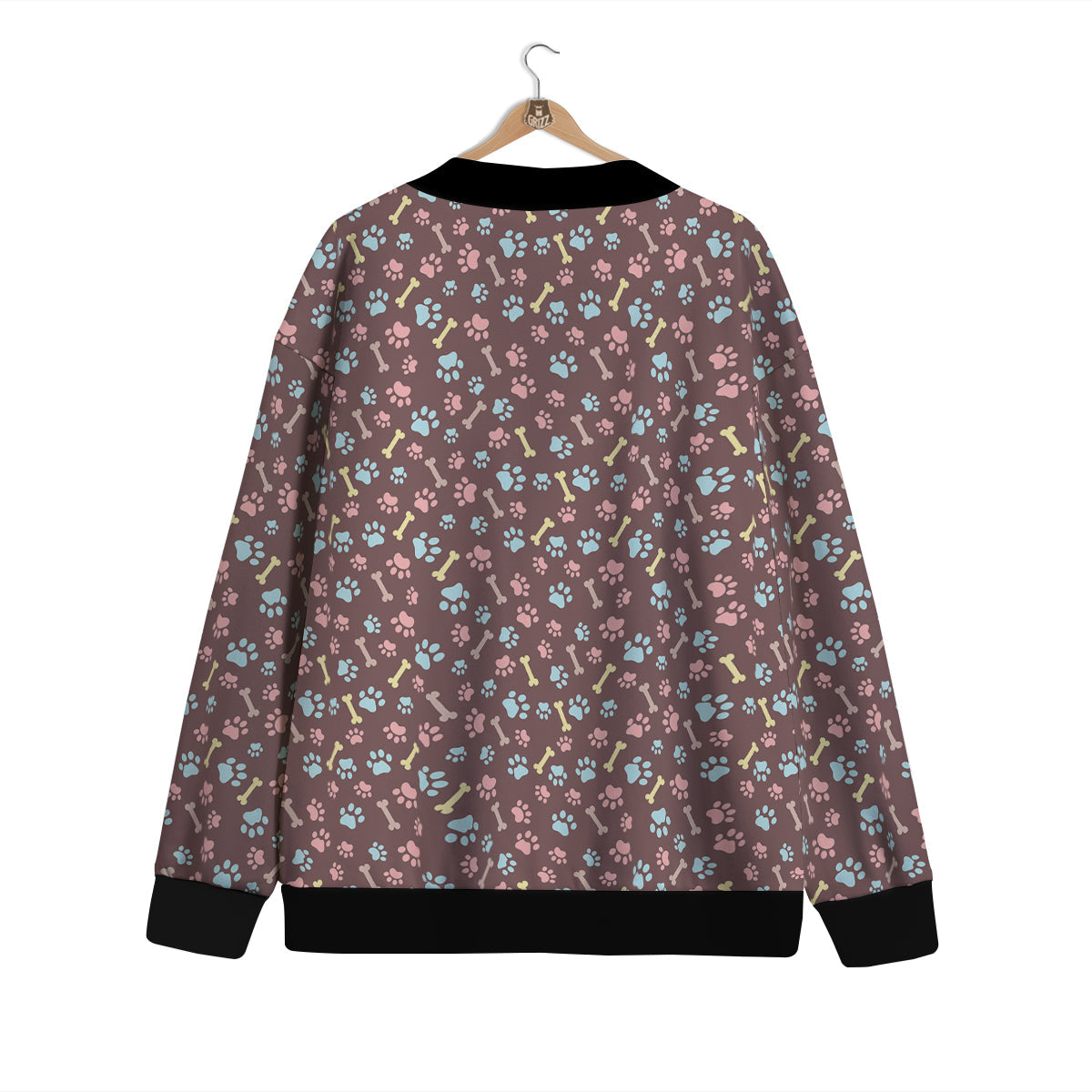 Bone And Colorful Paw Print Pattern Cardigan-grizzshop