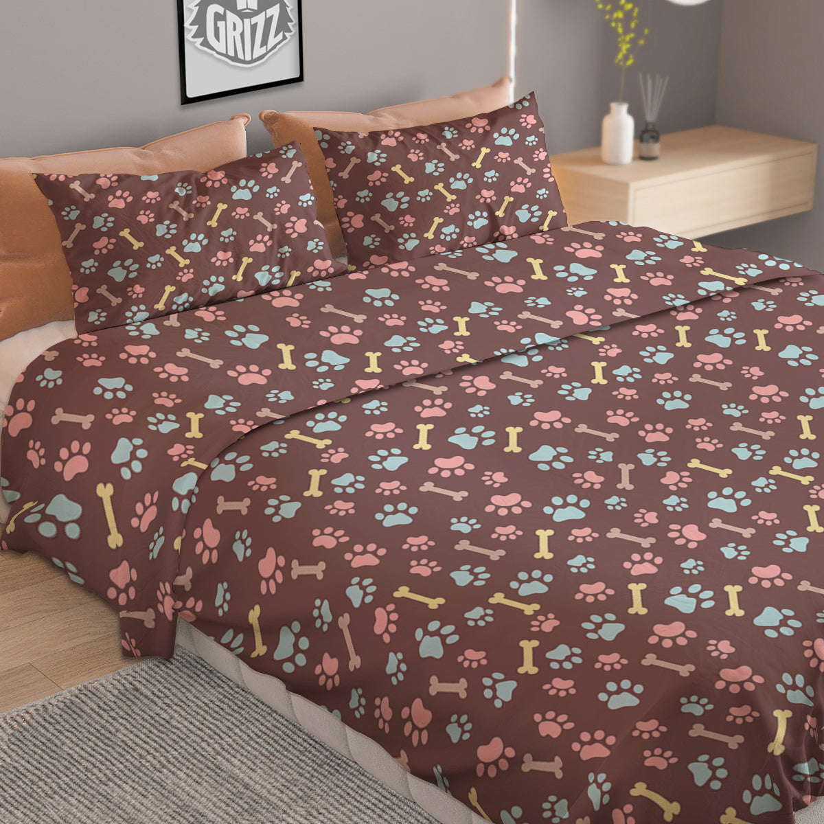 Buffalo Check Dark Grey And Black Print Duvet Cover Bedding Set