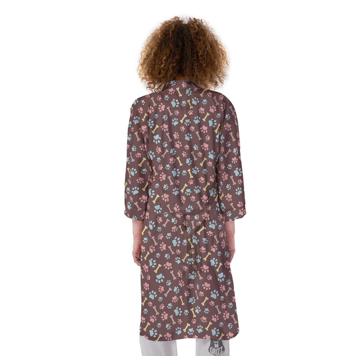 Bone And Colorful Paw Print Pattern Kimono-grizzshop