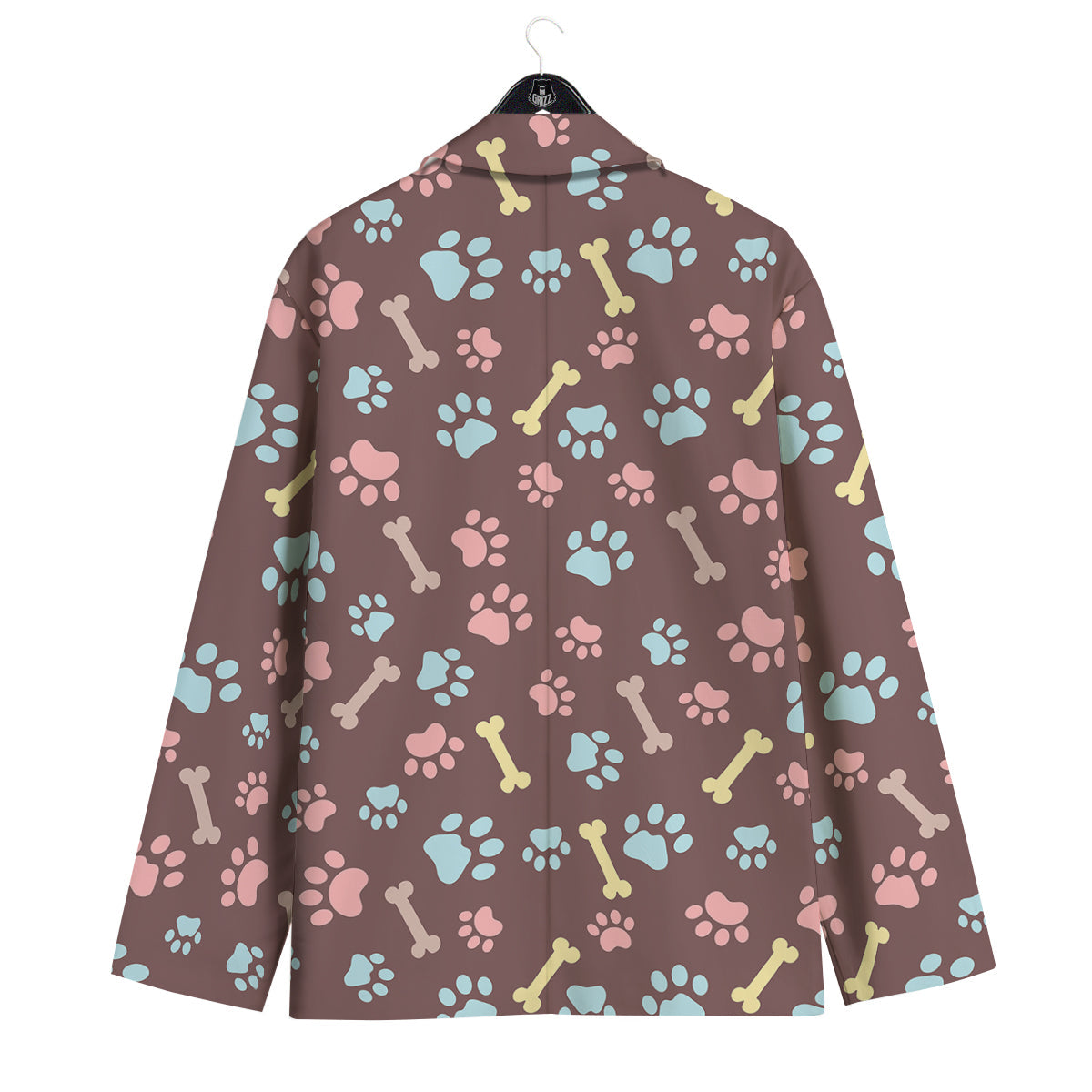 Bone And Colorful Paw Print Pattern Men's Sport Coat-grizzshop