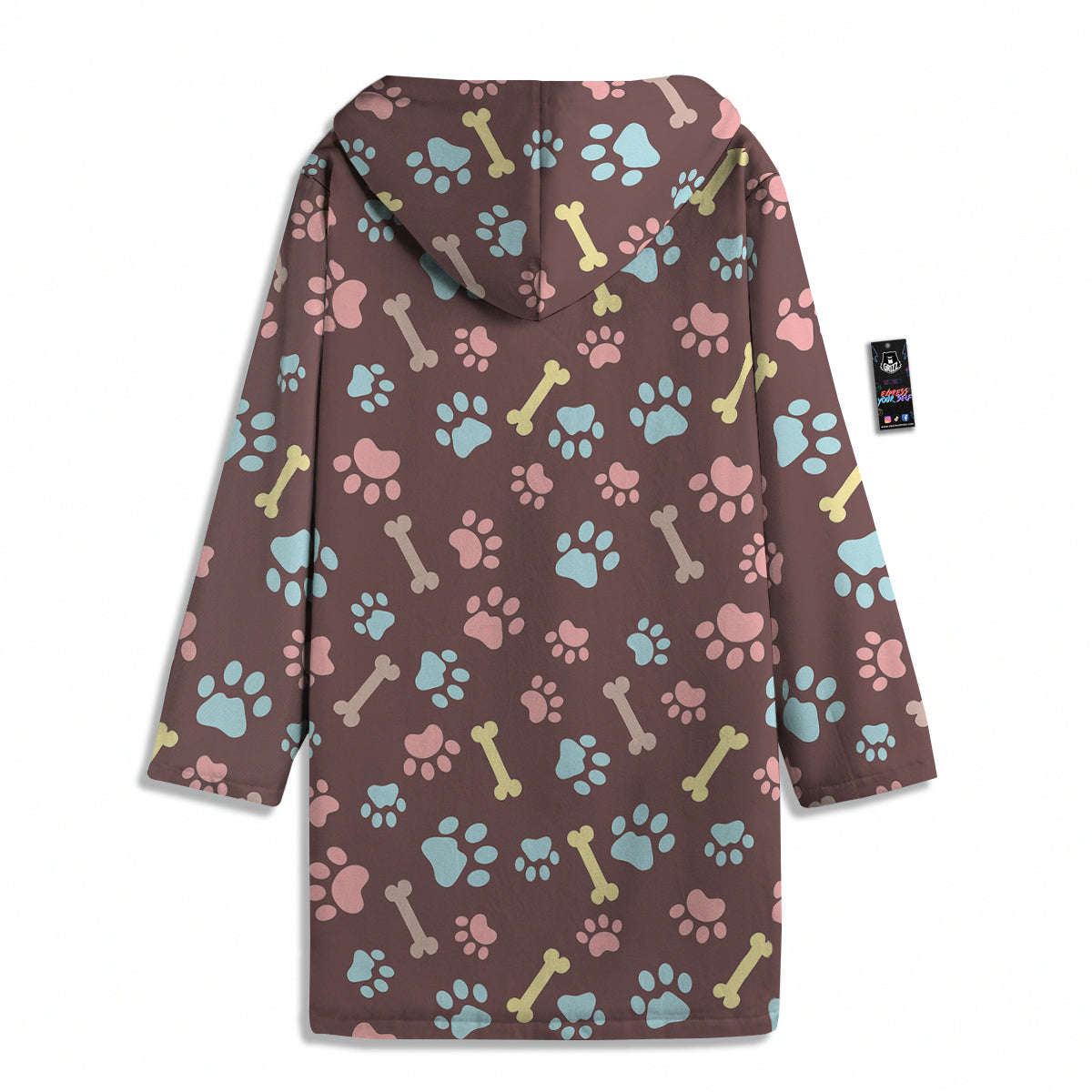 Bone And Colorful Paw Print Pattern Men's Windbreaker Jacket-grizzshop