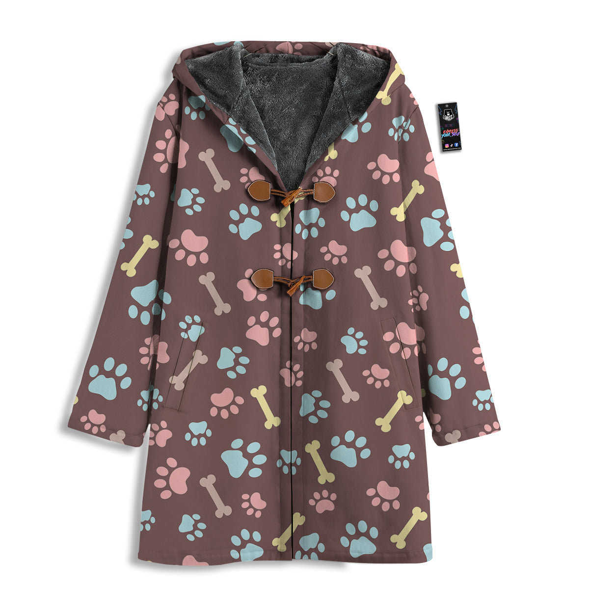 Bone And Colorful Paw Print Pattern Men's Windbreaker Jacket-grizzshop