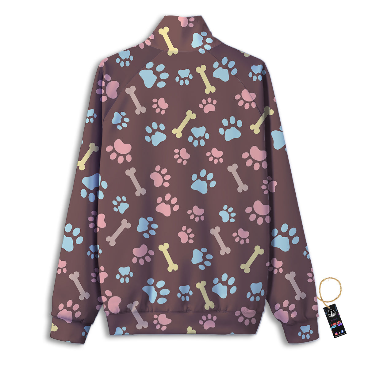 Bone And Colorful Paw Print Pattern Track Jacket-grizzshop