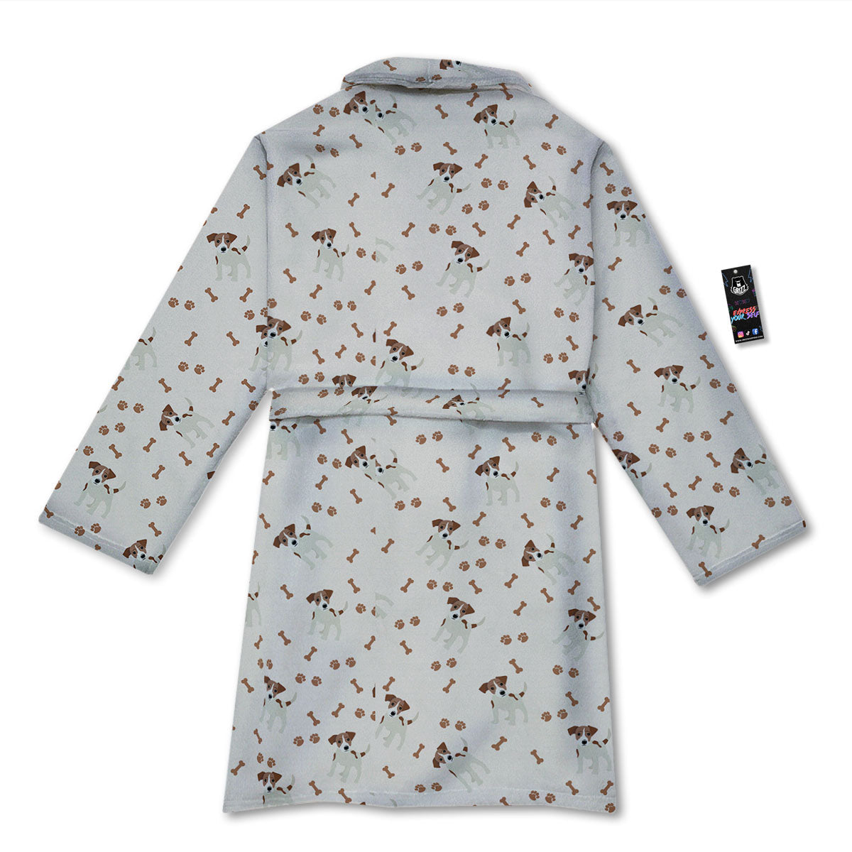 Bone And Jack Russell Terrier Print Pattern Bathrobe-grizzshop