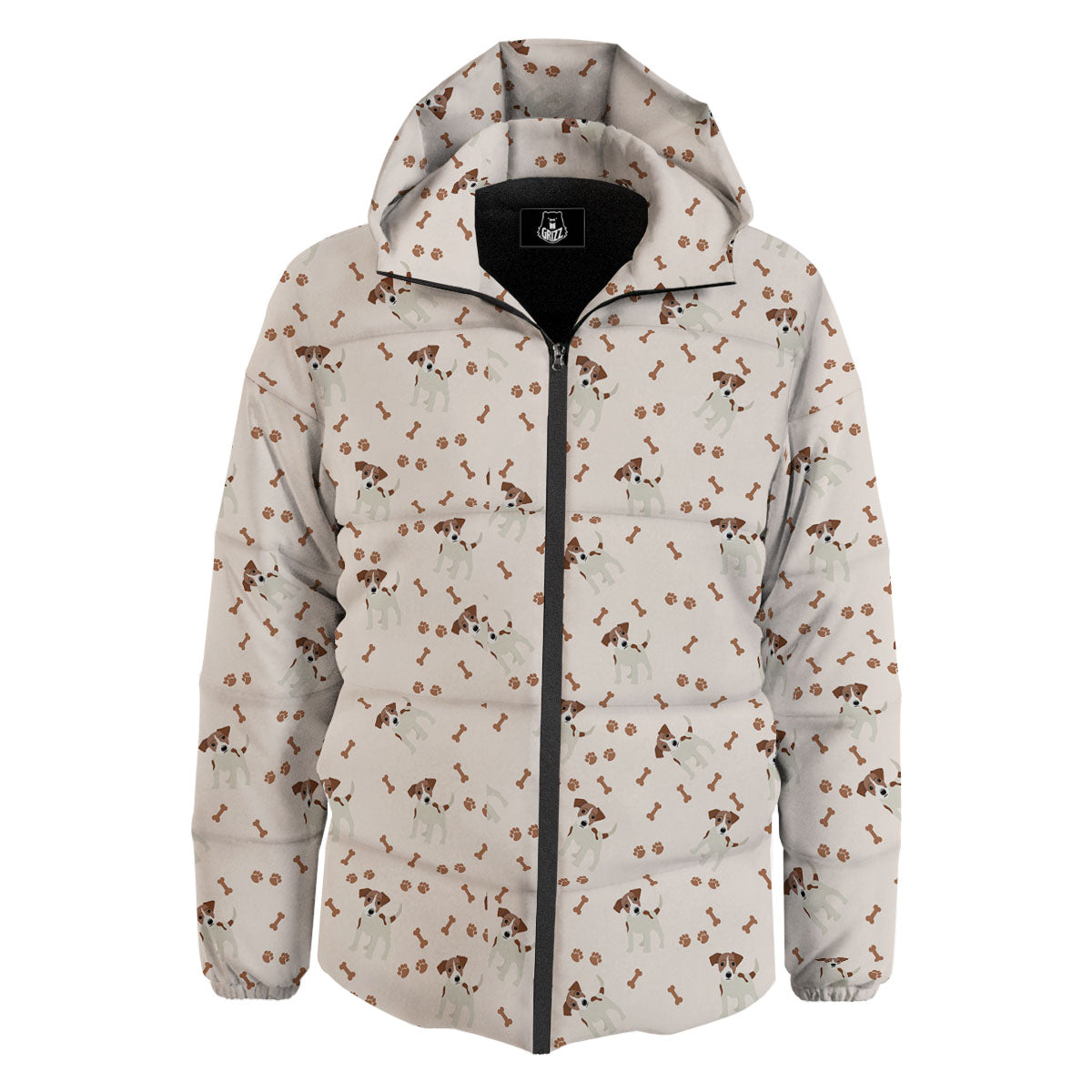 Bone And Jack Russell Terrier Print Pattern Down Jacket-grizzshop