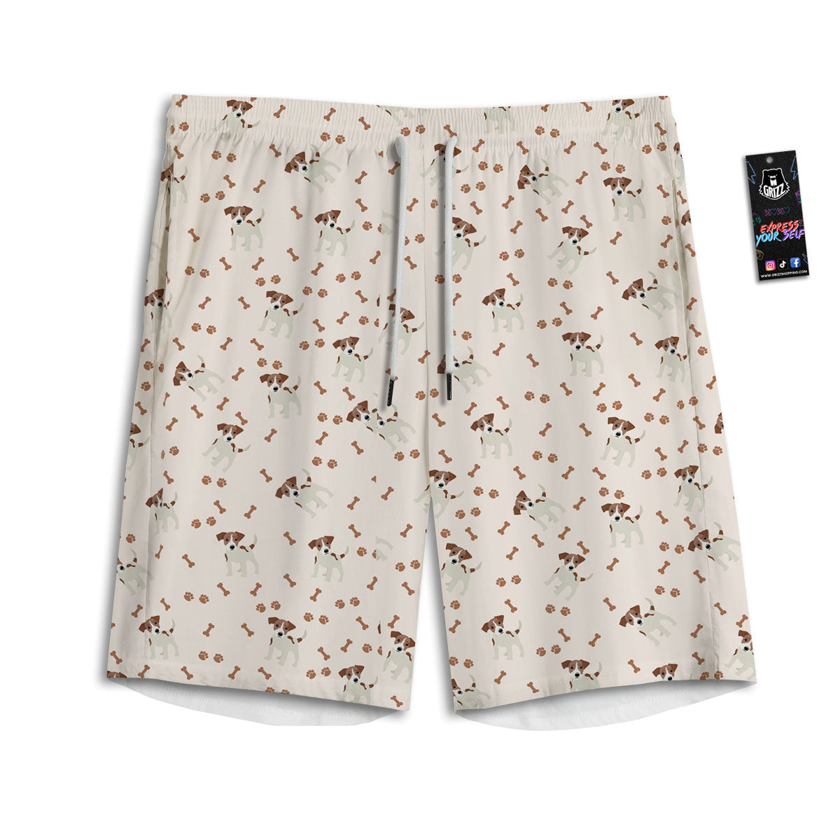 Bone And Jack Russell Terrier Print Pattern Men's Athletic Shorts