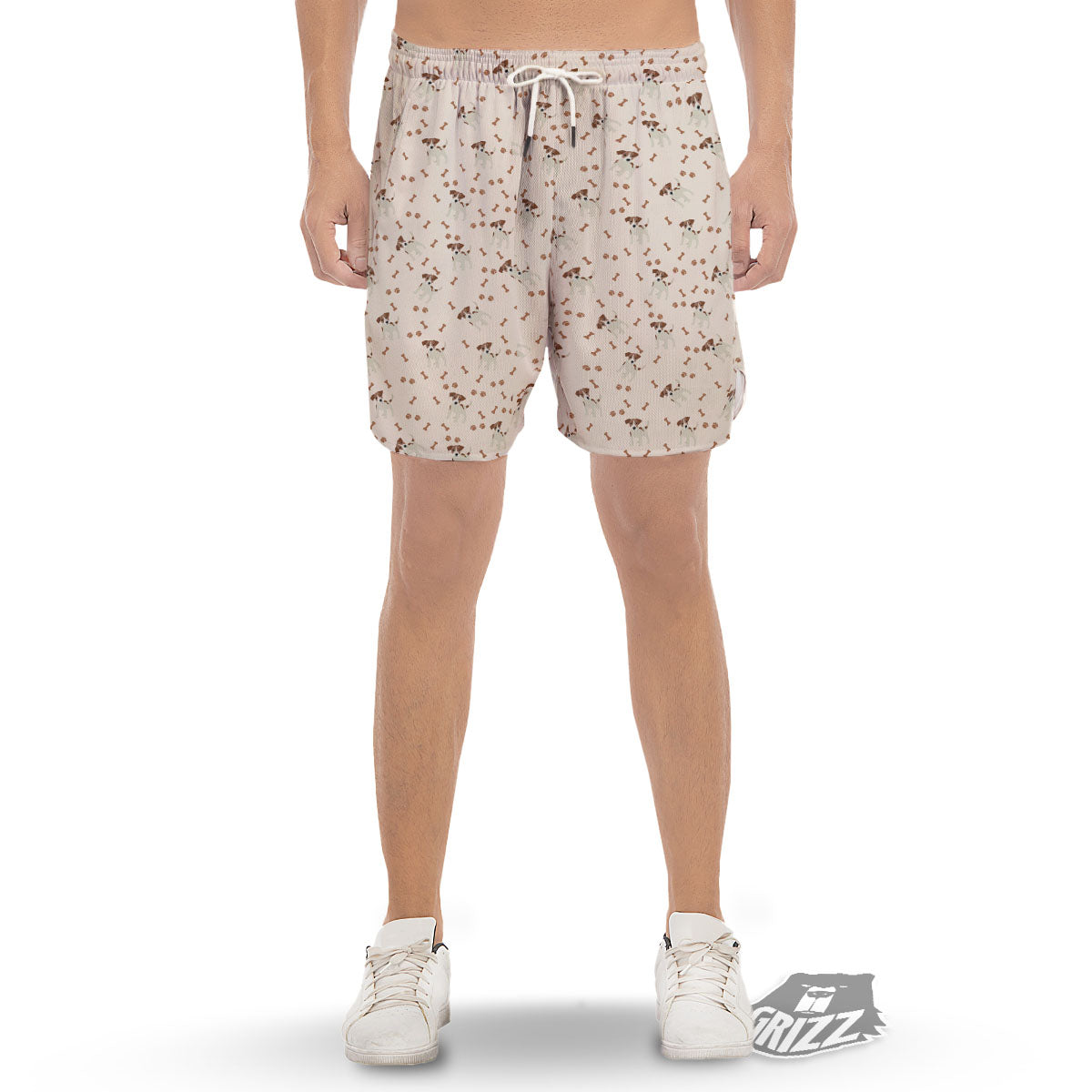 Bone And Jack Russell Terrier Print Pattern Men's Gym Shorts-grizzshop