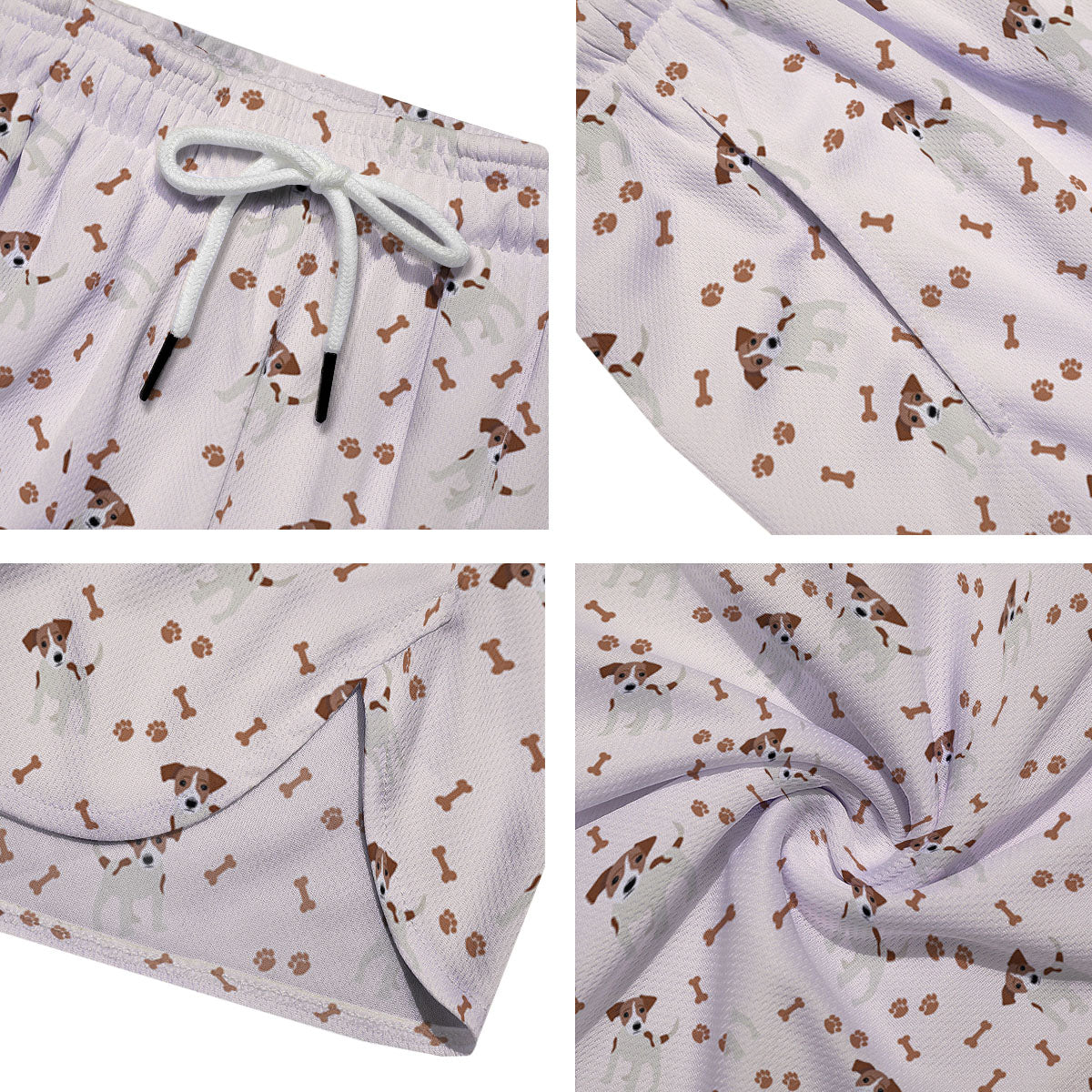 Bone And Jack Russell Terrier Print Pattern Men's Running Shorts-grizzshop
