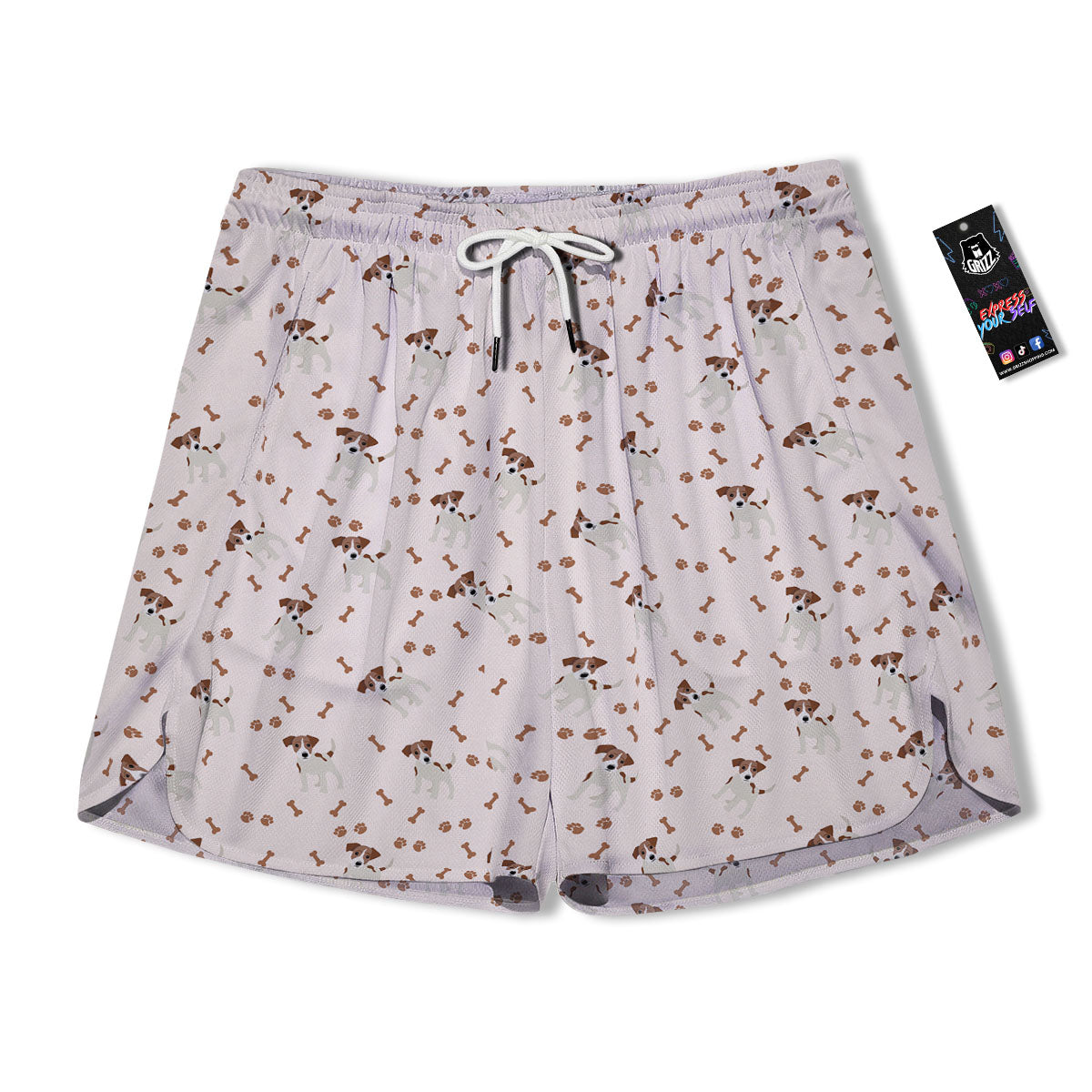 Bone And Jack Russell Terrier Print Pattern Men's Running Shorts-grizzshop