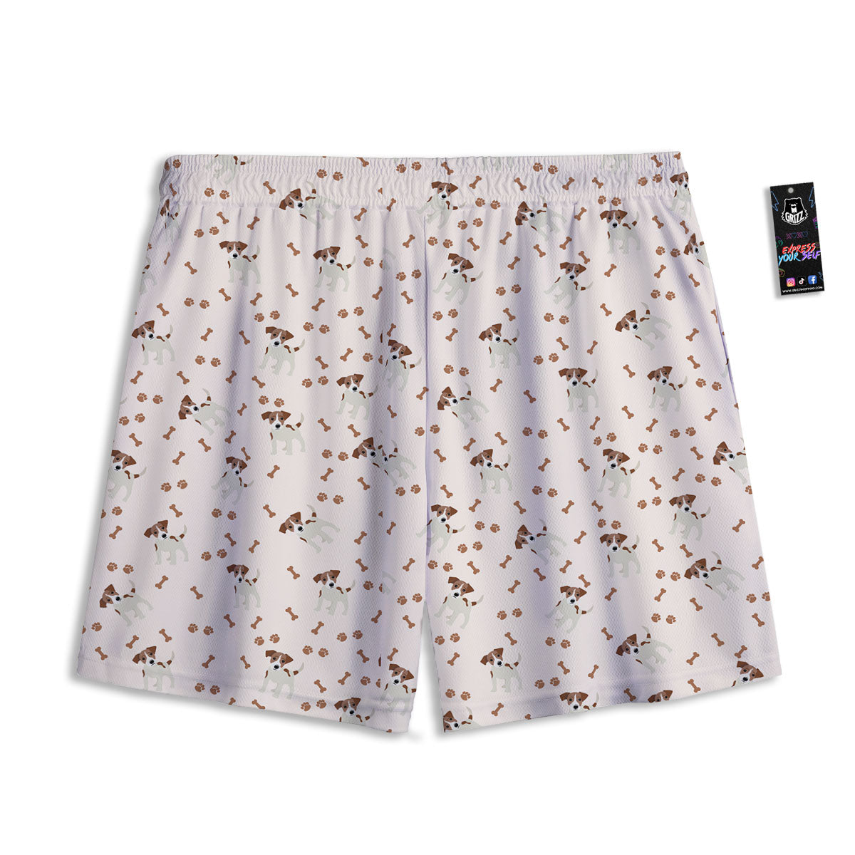 Bone And Jack Russell Terrier Print Pattern Mesh Shorts