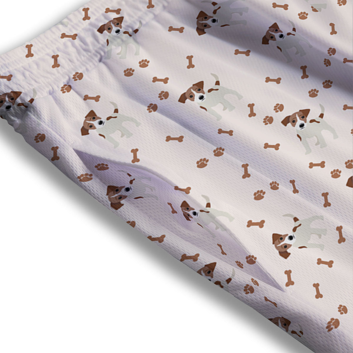 Bone And Jack Russell Terrier Print Pattern Mesh Shorts