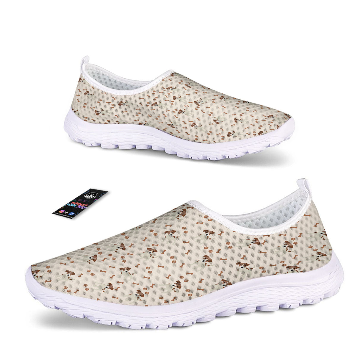 Bone And Jack Russell Terrier Print Pattern Nurse Shoes-grizzshop