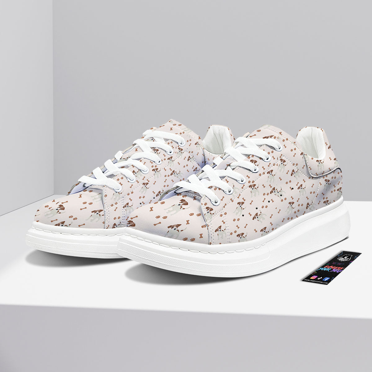 Bone And Jack Russell Terrier Print Pattern Platform Shoes-grizzshop