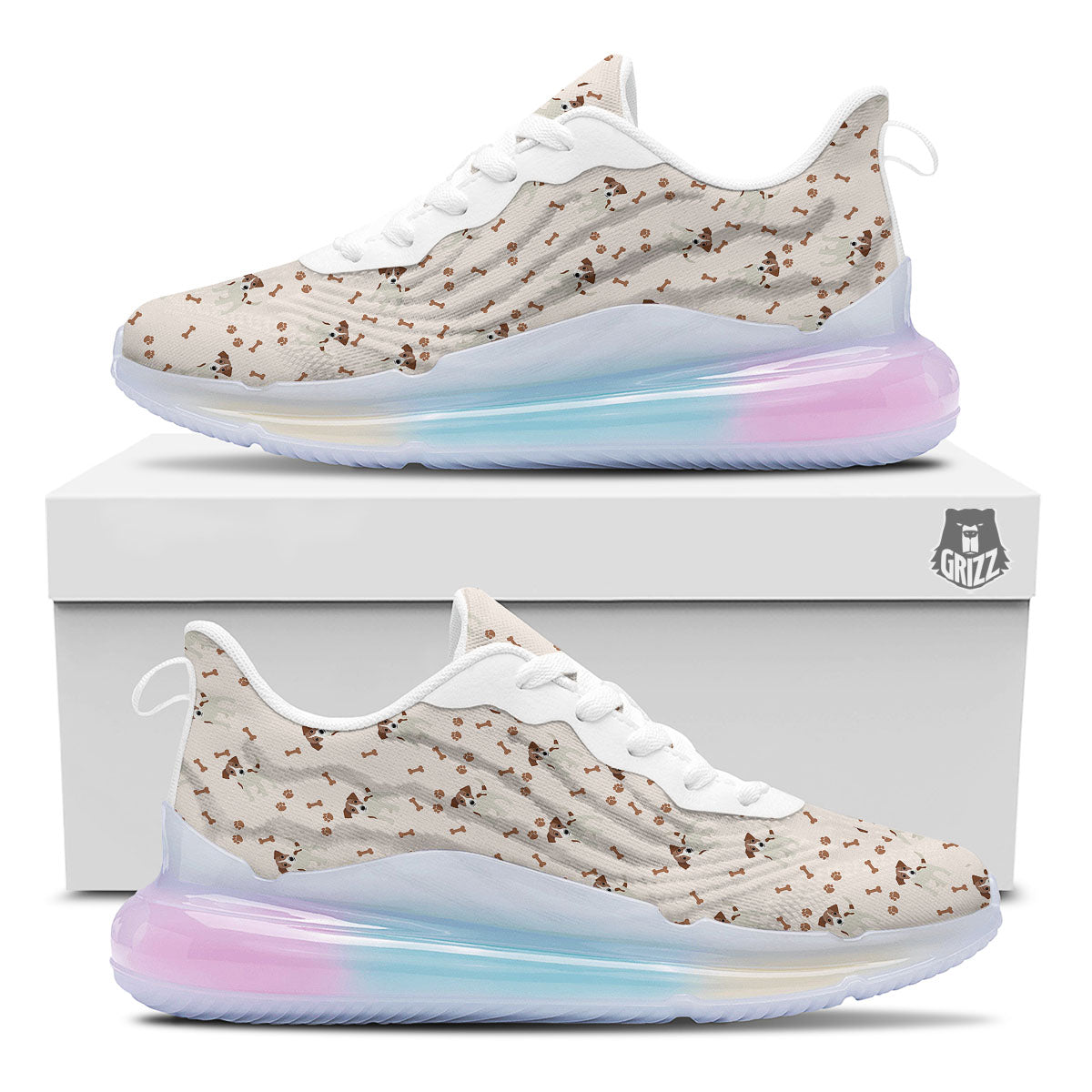 Bone And Jack Russell Terrier Print Pattern Running Sneakers-grizzshop