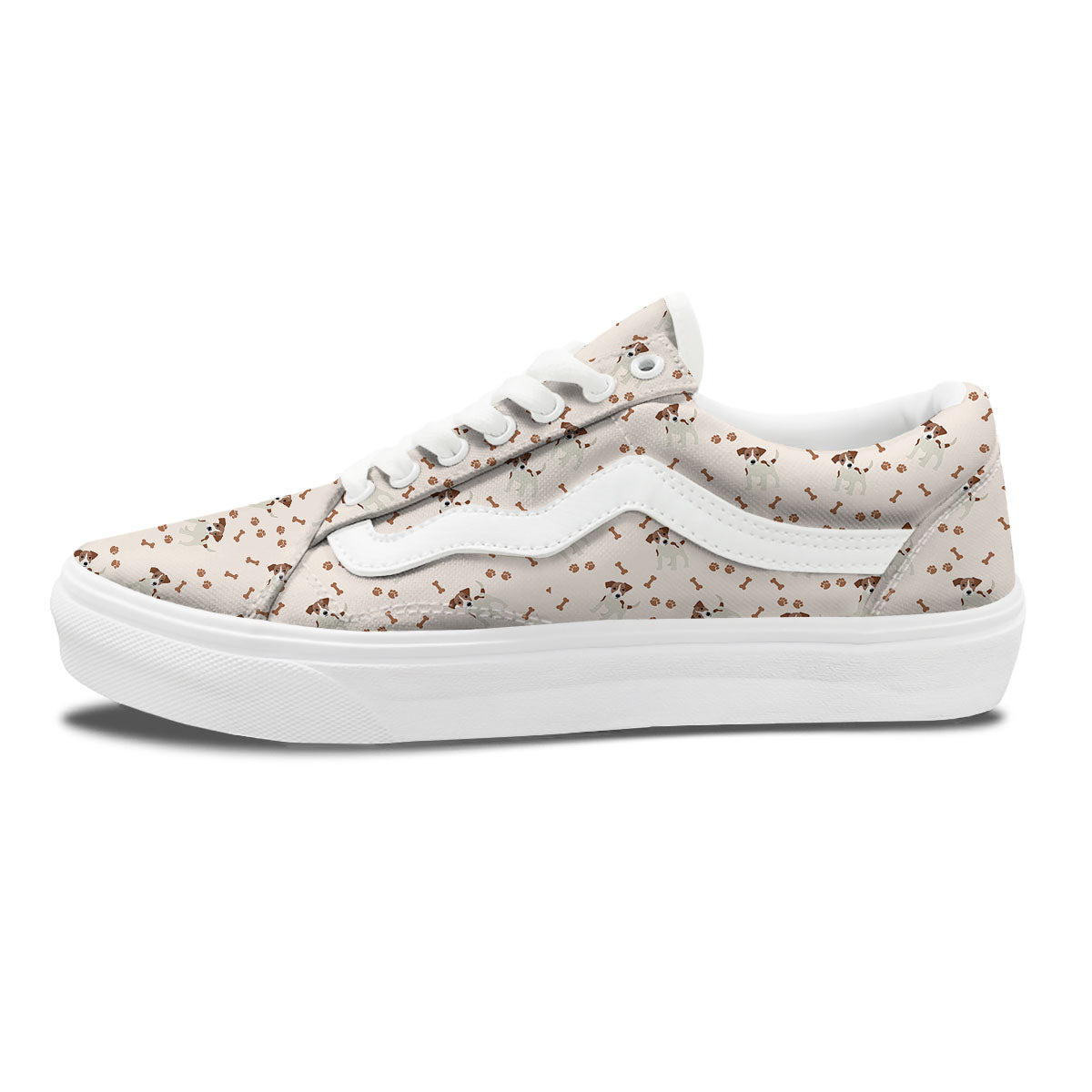 Bone And Jack Russell Terrier Print Pattern Skate Shoes-grizzshop