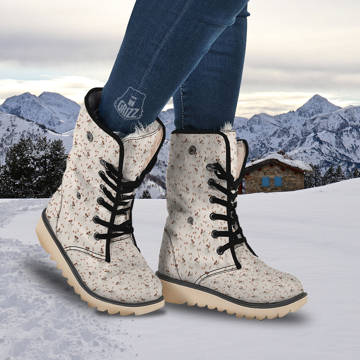 Bone And Jack Russell Terrier Print Pattern Snow Boots-grizzshop
