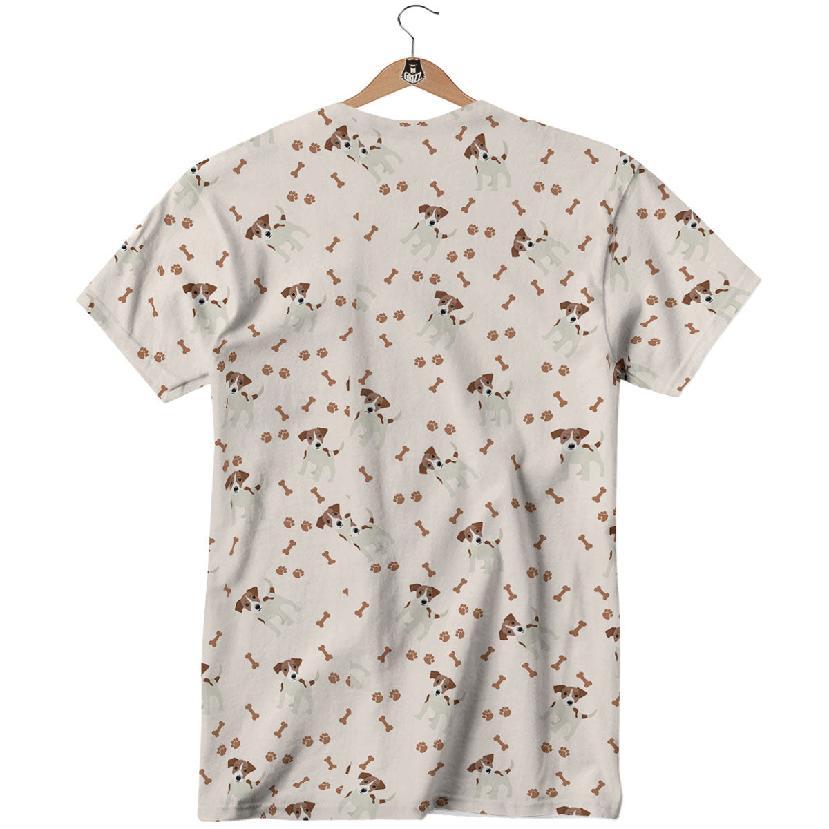 Bone And Jack Russell Terrier Print Pattern T-Shirt-grizzshop
