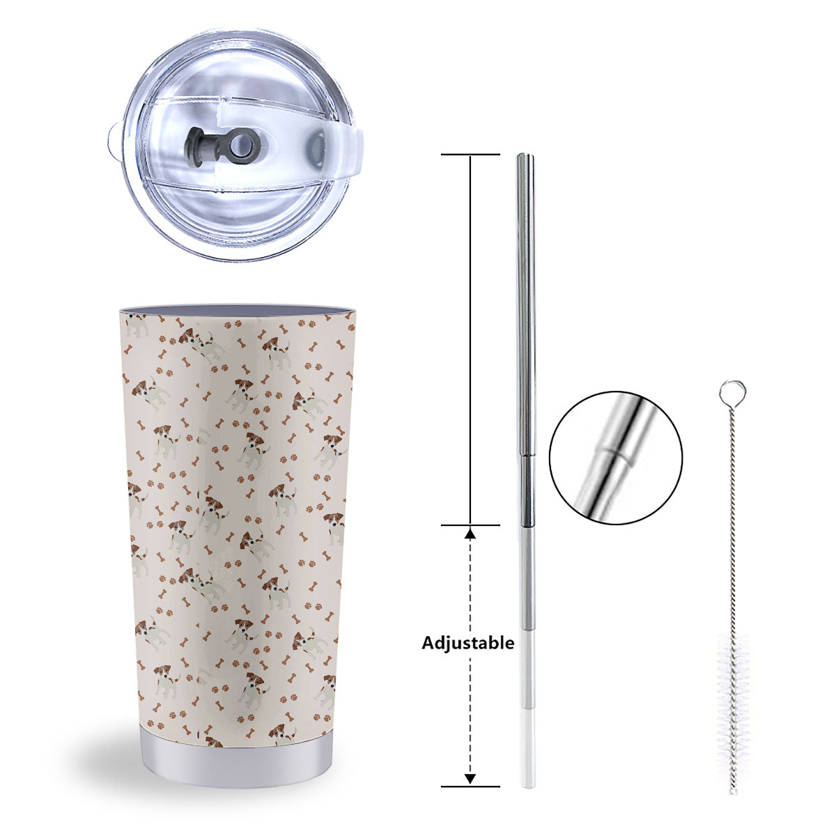 Bone And Jack Russell Terrier Print Pattern Tumbler-grizzshop