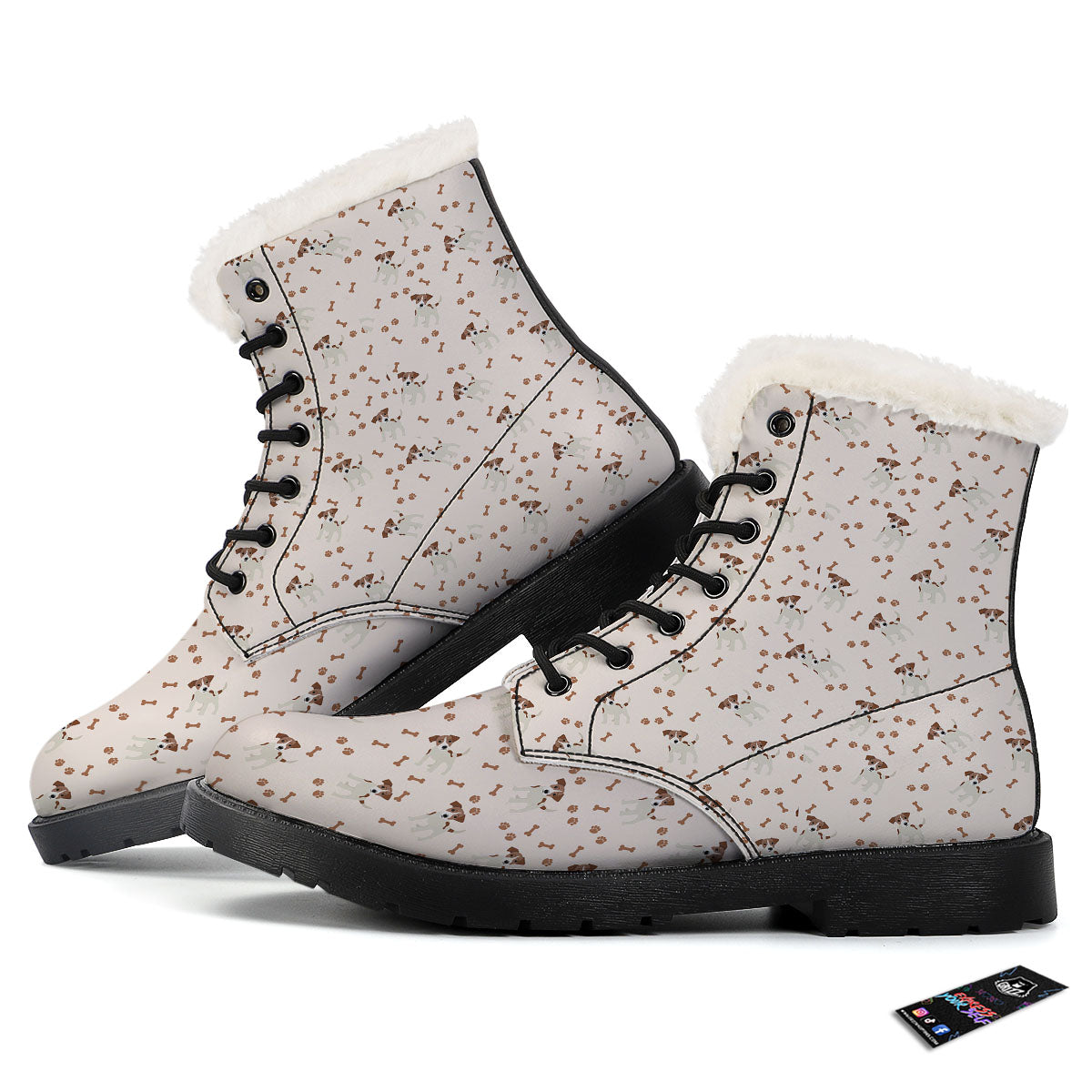 Bone And Jack Russell Terrier Print Pattern Winter Boots-grizzshop
