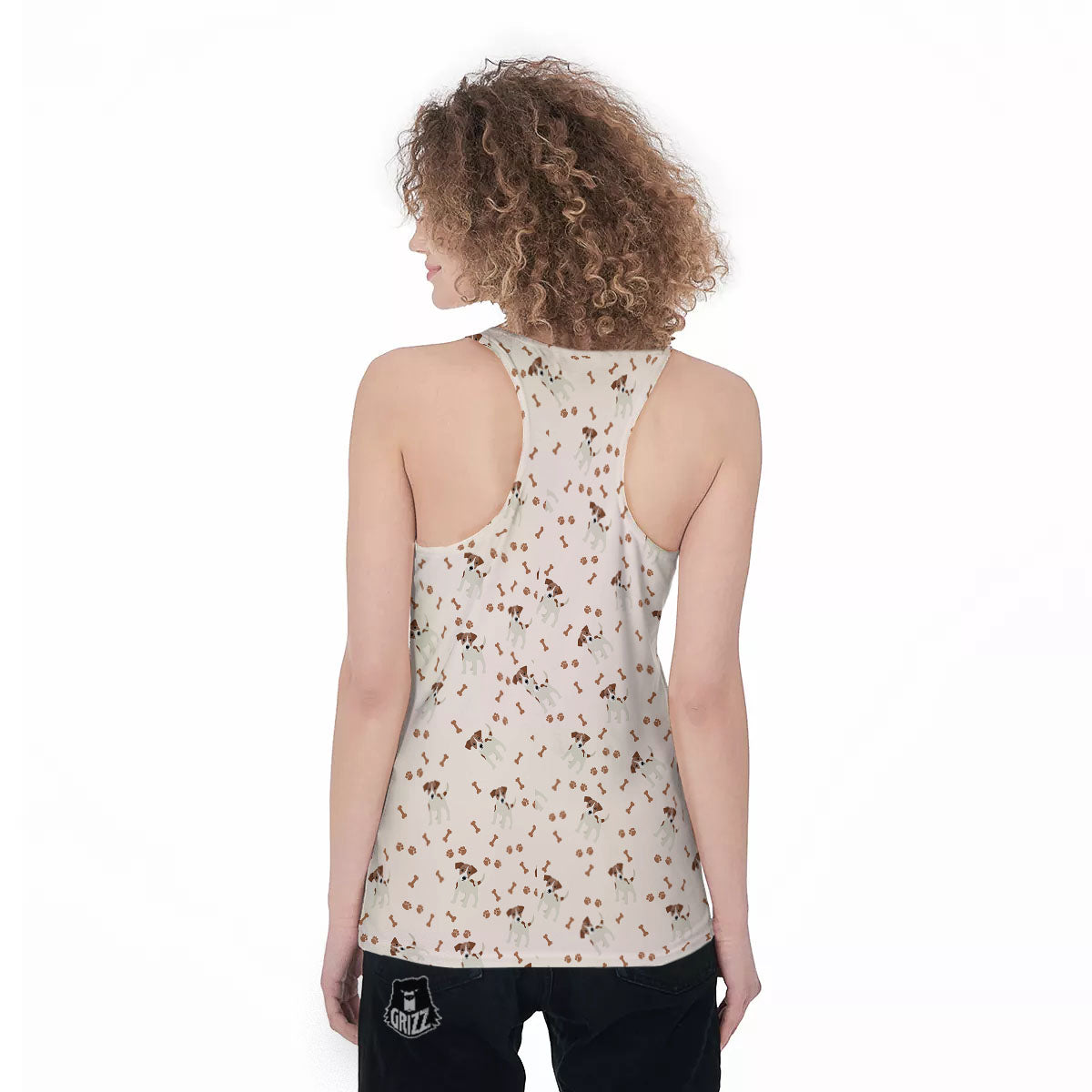 Bone And Jack Russell Terrier Print Pattern Women's Racerback Tank Top-grizzshop