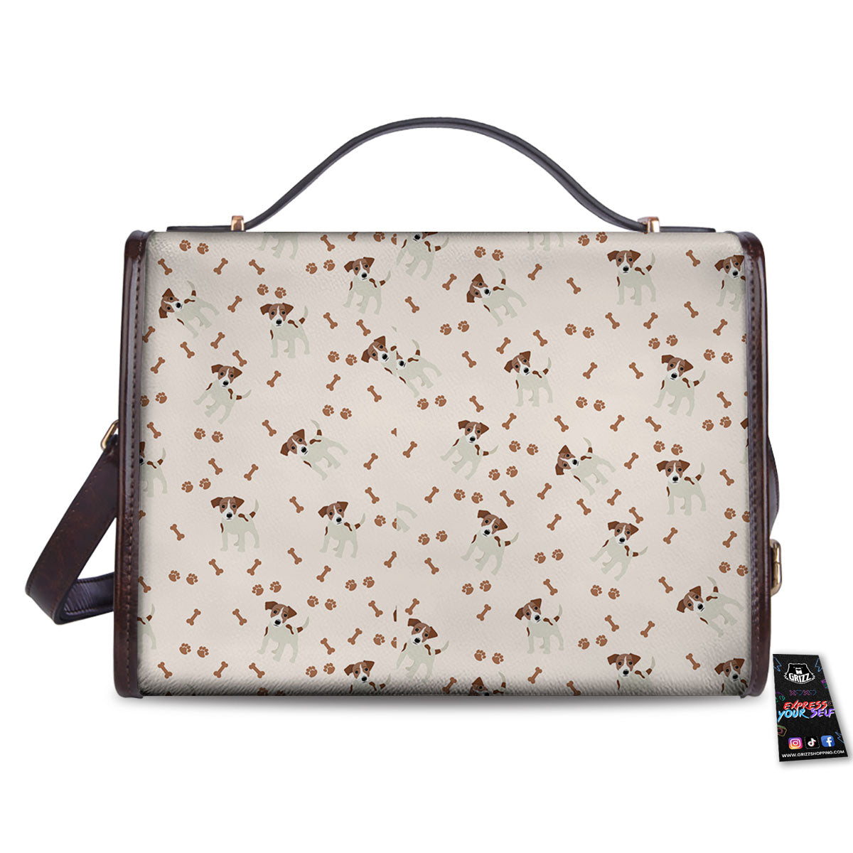 Bone And Jack Russell Terrier Print Pattern Women's Satchel Bag-grizzshop