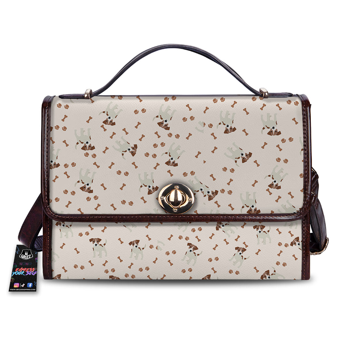 Bone And Jack Russell Terrier Print Pattern Women's Satchel Bag-grizzshop
