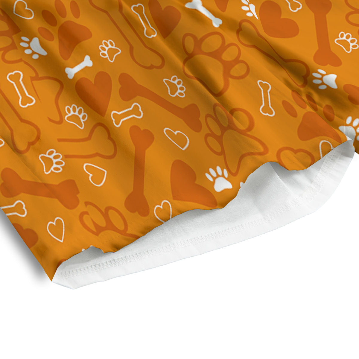Bone And Orange Paw Print Pattern Men's Athletic Shorts