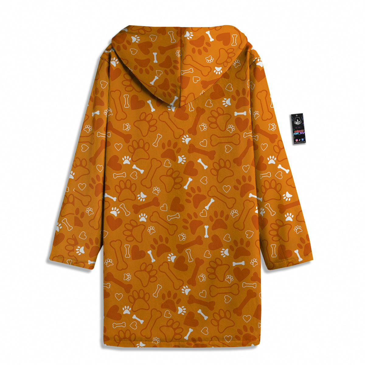 Bone And Orange Paw Print Pattern Men's Windbreaker Jacket-grizzshop