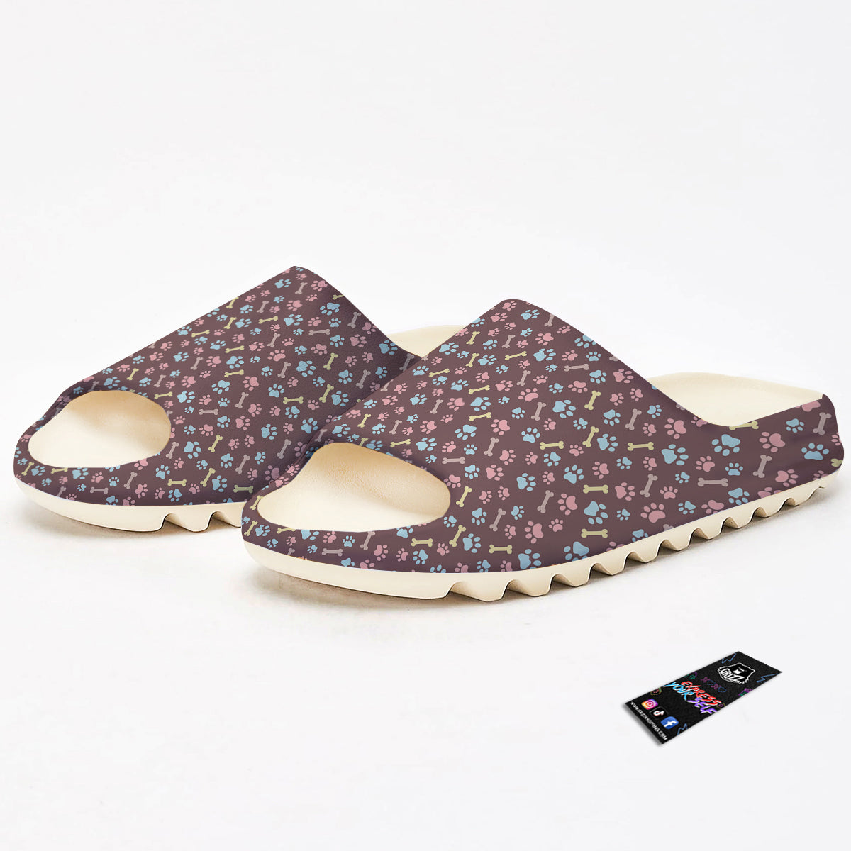 Bone And Colorful Paw Print Pattern Sandals-grizzshop