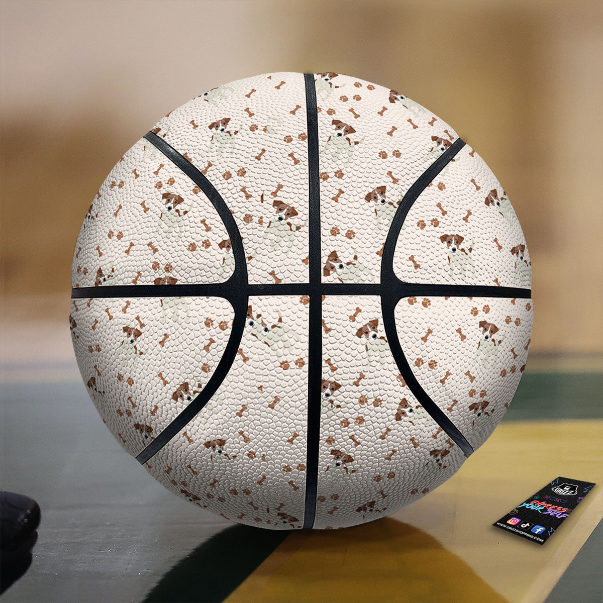 Bone And Jack Russell Terrier Print Pattern Basketball