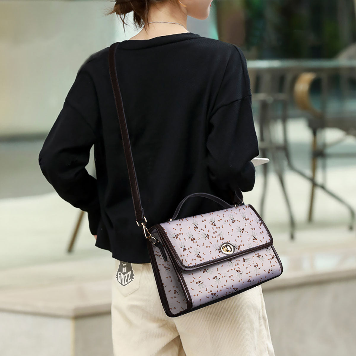 Bone And Jack Russell Terrier Print Pattern Women's Satchel Bag