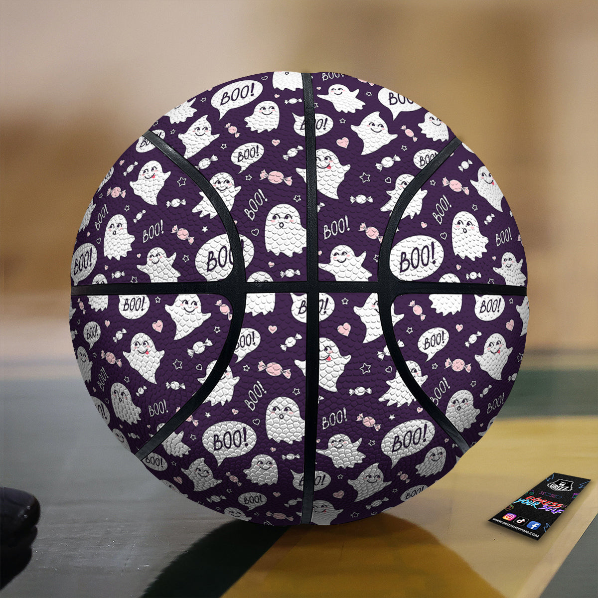 Boo Cute Ghost Print Pattern Basketball-grizzshop