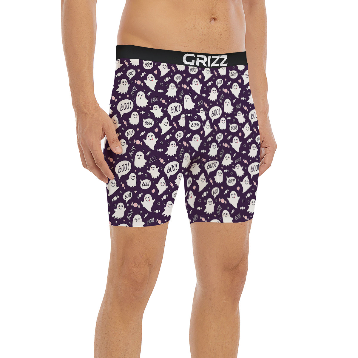 Boo Cute Ghost Print Pattern Boxer Briefs-grizzshop