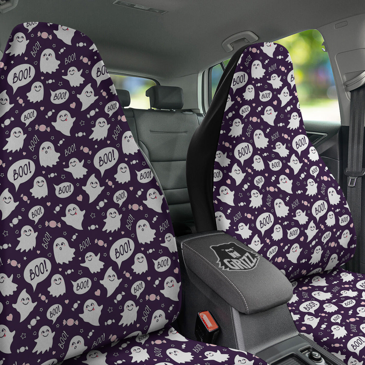 Boo Cute Ghost Print Pattern Car Seat Covers-grizzshop