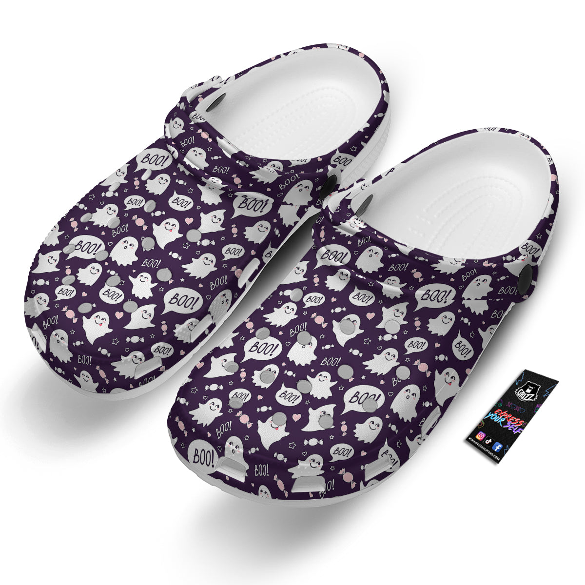 Boo Cute Ghost Print Pattern Clog-grizzshop
