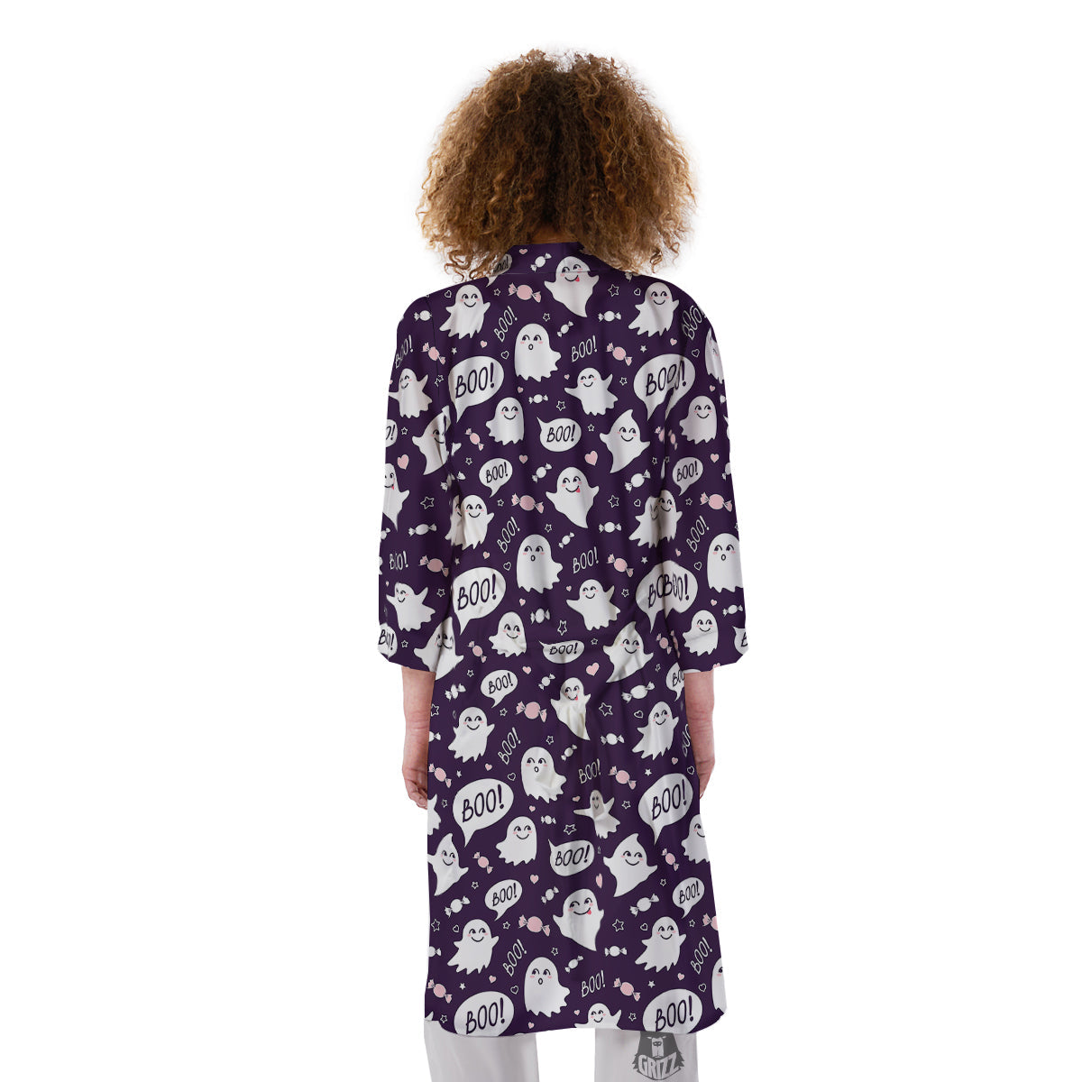 Boo Cute Ghost Print Pattern Kimono-grizzshop