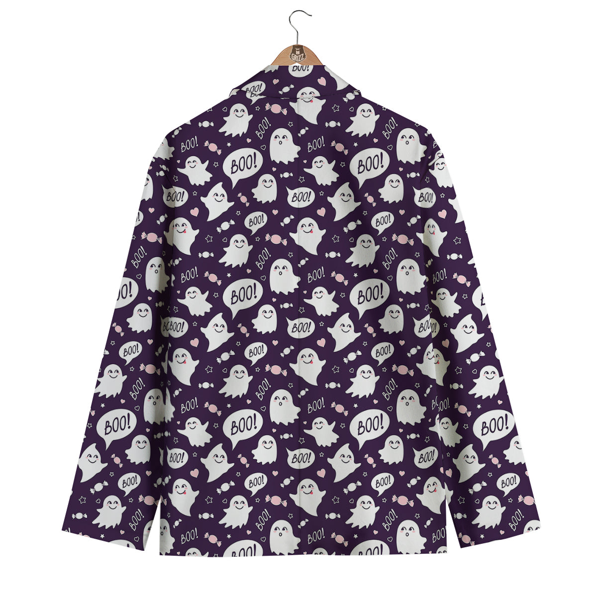 Boo Cute Ghost Print Pattern Men's Blazer-grizzshop