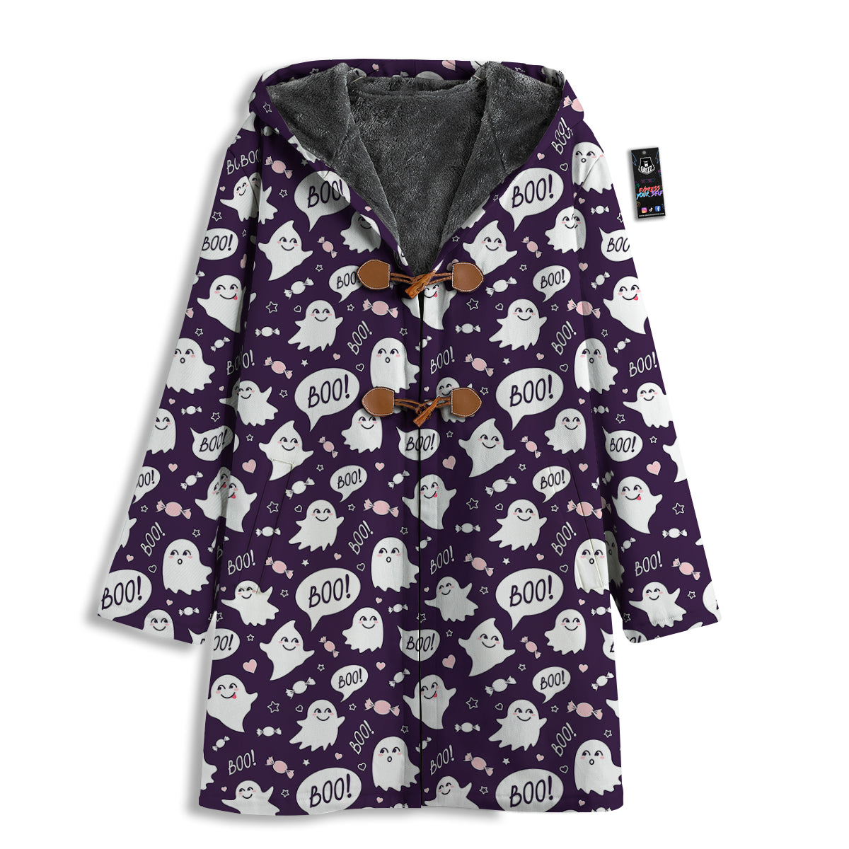 Boo Cute Ghost Print Pattern Men's Windbreaker Jacket-grizzshop