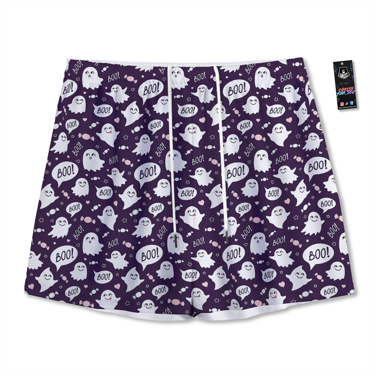 Donut Graffiti Print Pattern Mesh Shorts