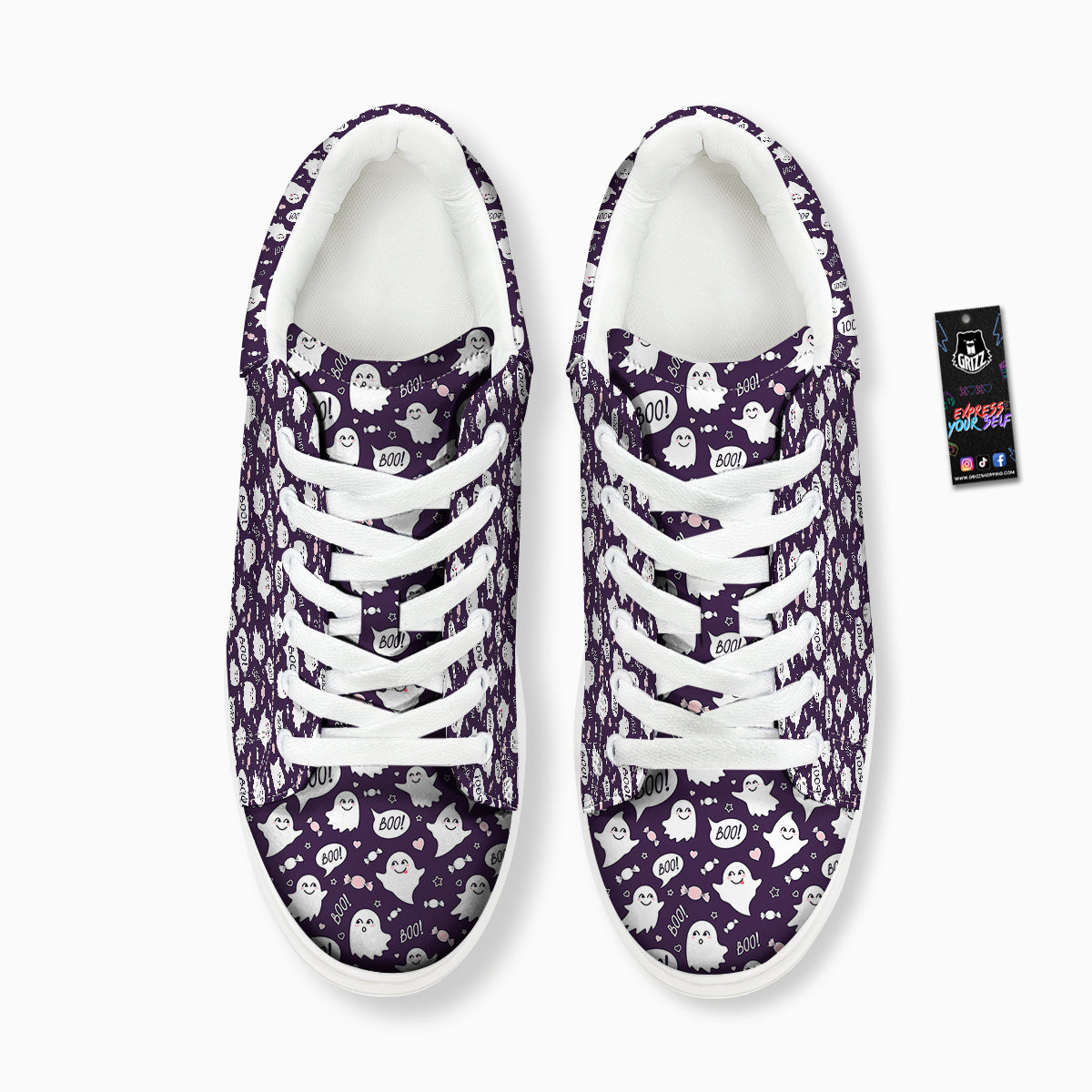 Boo Cute Ghost Print Pattern Platform Shoes-grizzshop