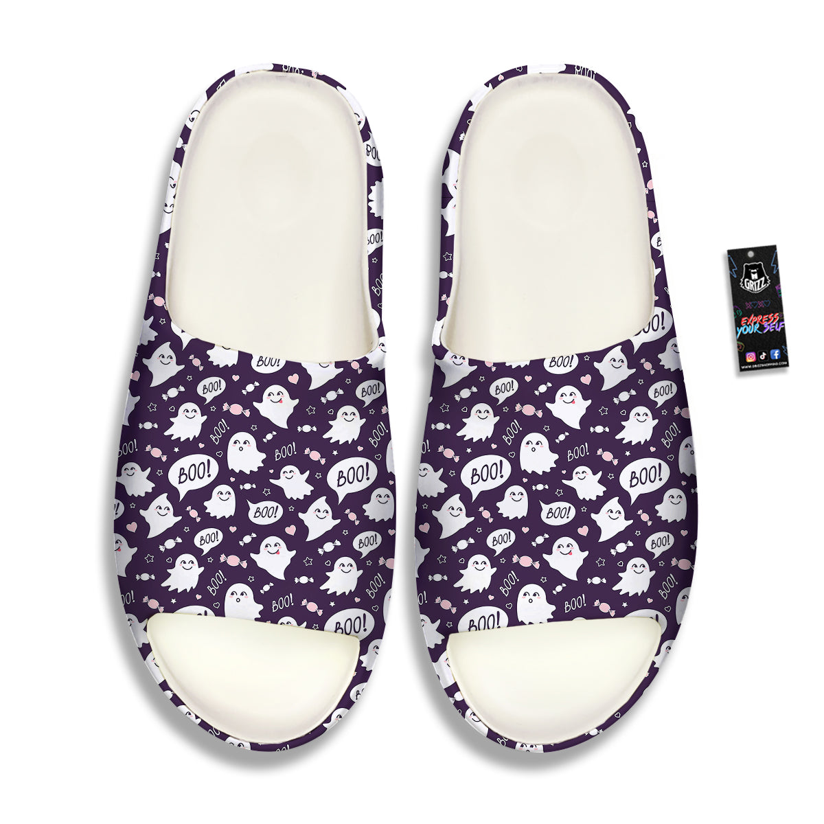 Boo Cute Ghost Print Pattern Sandals-grizzshop