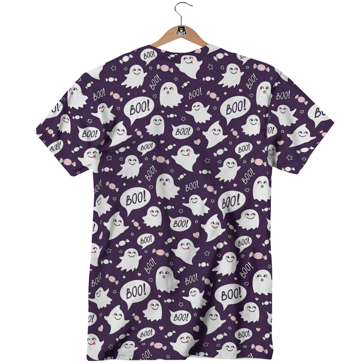 Boo Cute Ghost Print Pattern T-Shirt-grizzshop