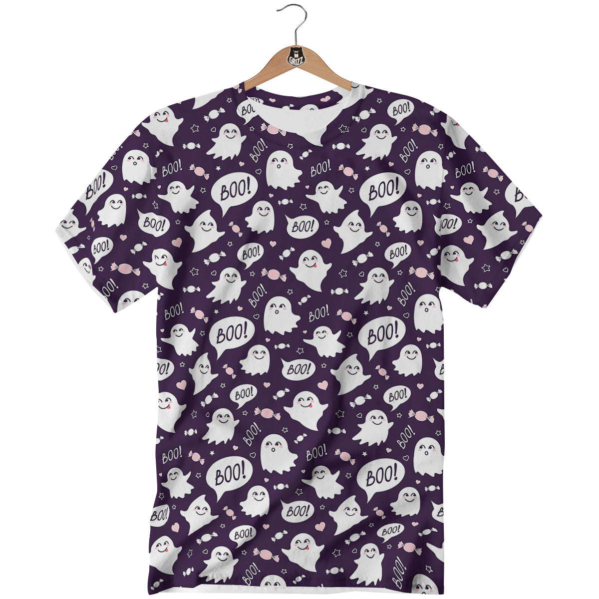 Boo Cute Ghost Print Pattern T-Shirt-grizzshop